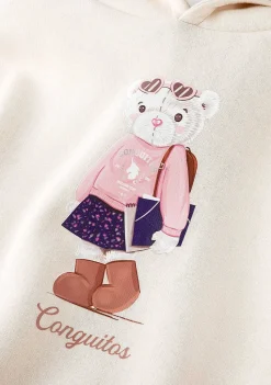 Moletons-Conguitos Capuz Teddy Bege Menina