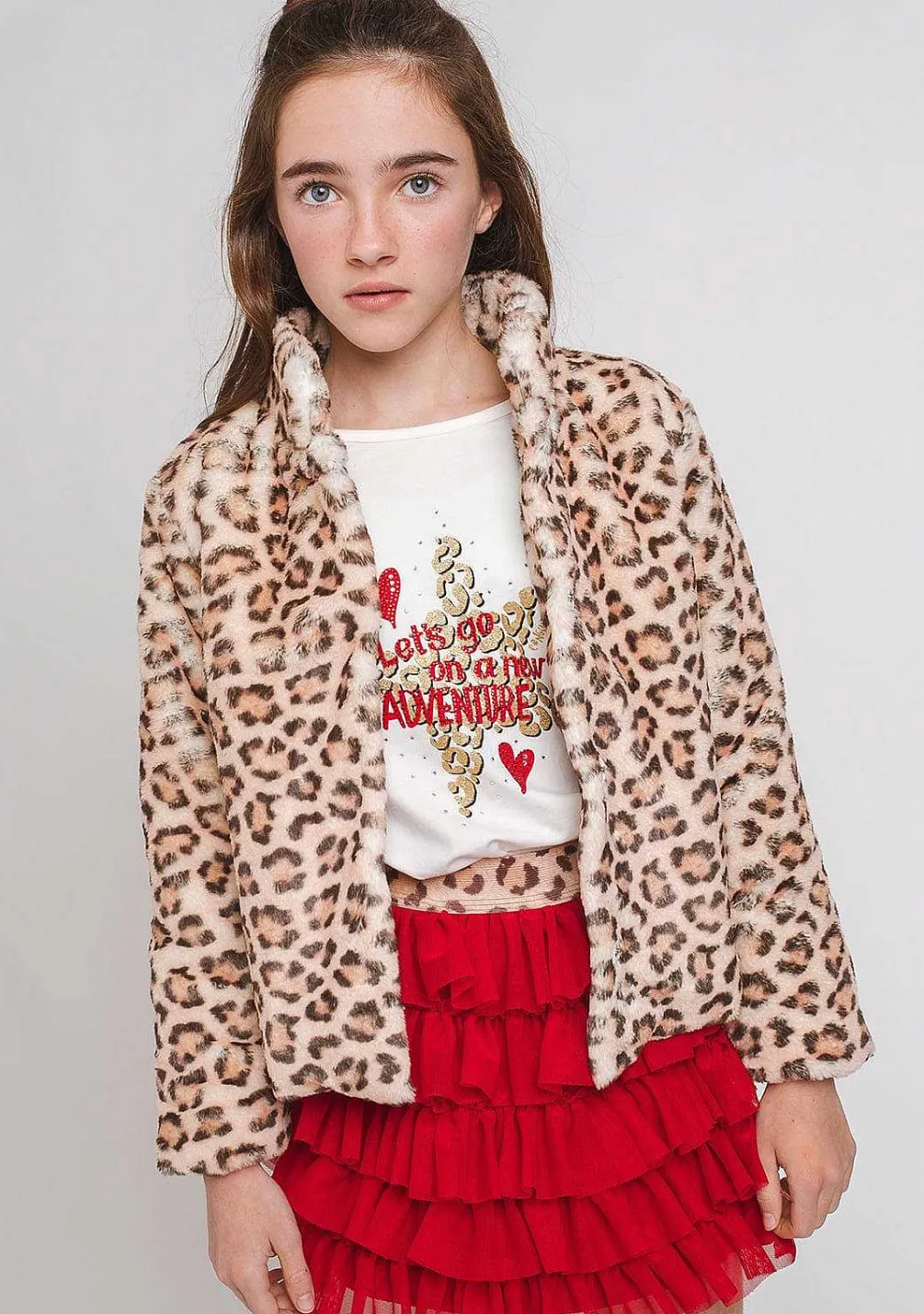 Roupas De Menina-Conguitos Casaco De Pele De Leopardo Para Menina
