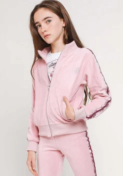 Moletons-Conguitos Casaco De Treino De Veludo Rosa Para Menina