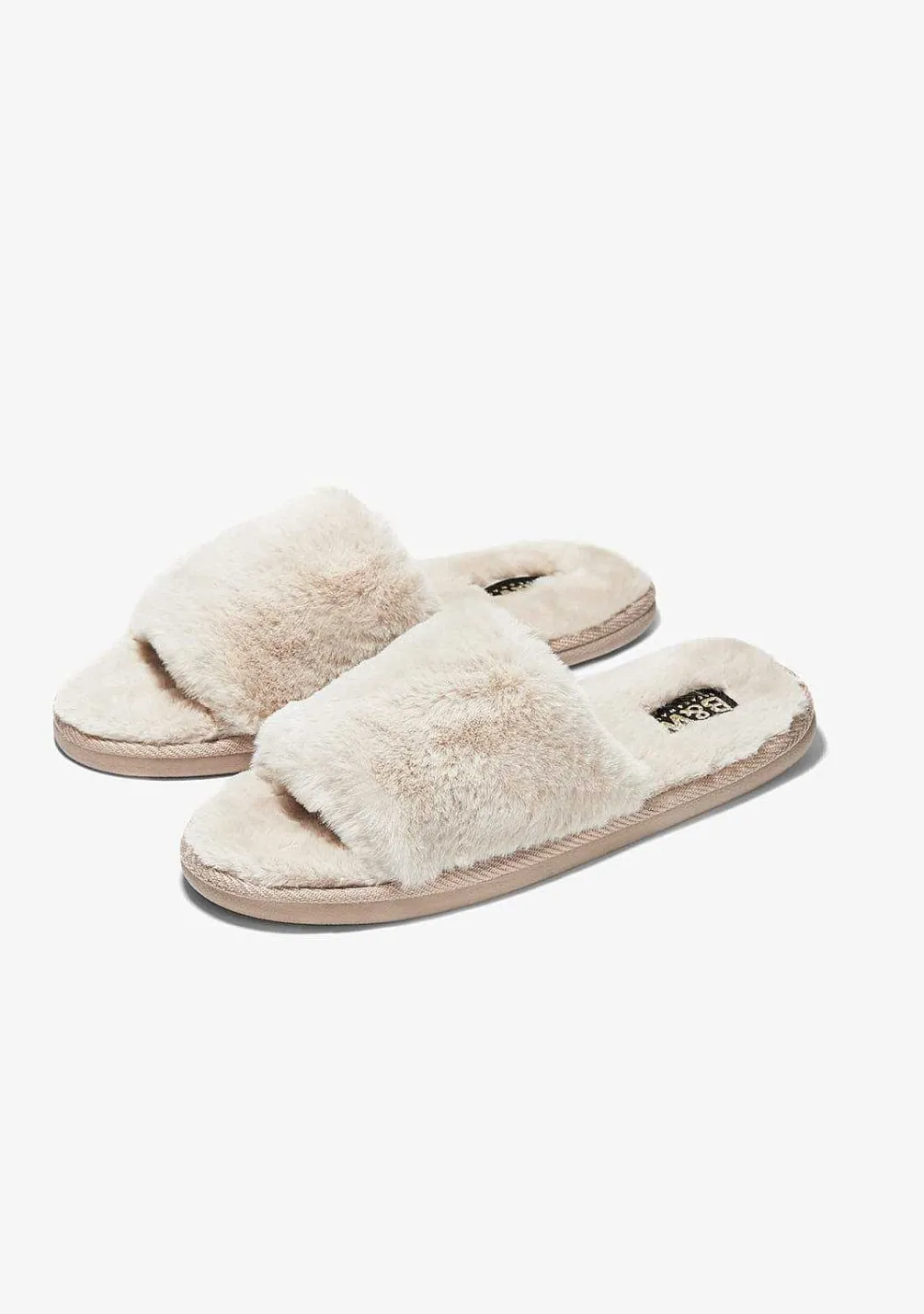 Chinelos Para Casa-Conguitos Chinelo Domestico Bege Com Bico Aberto