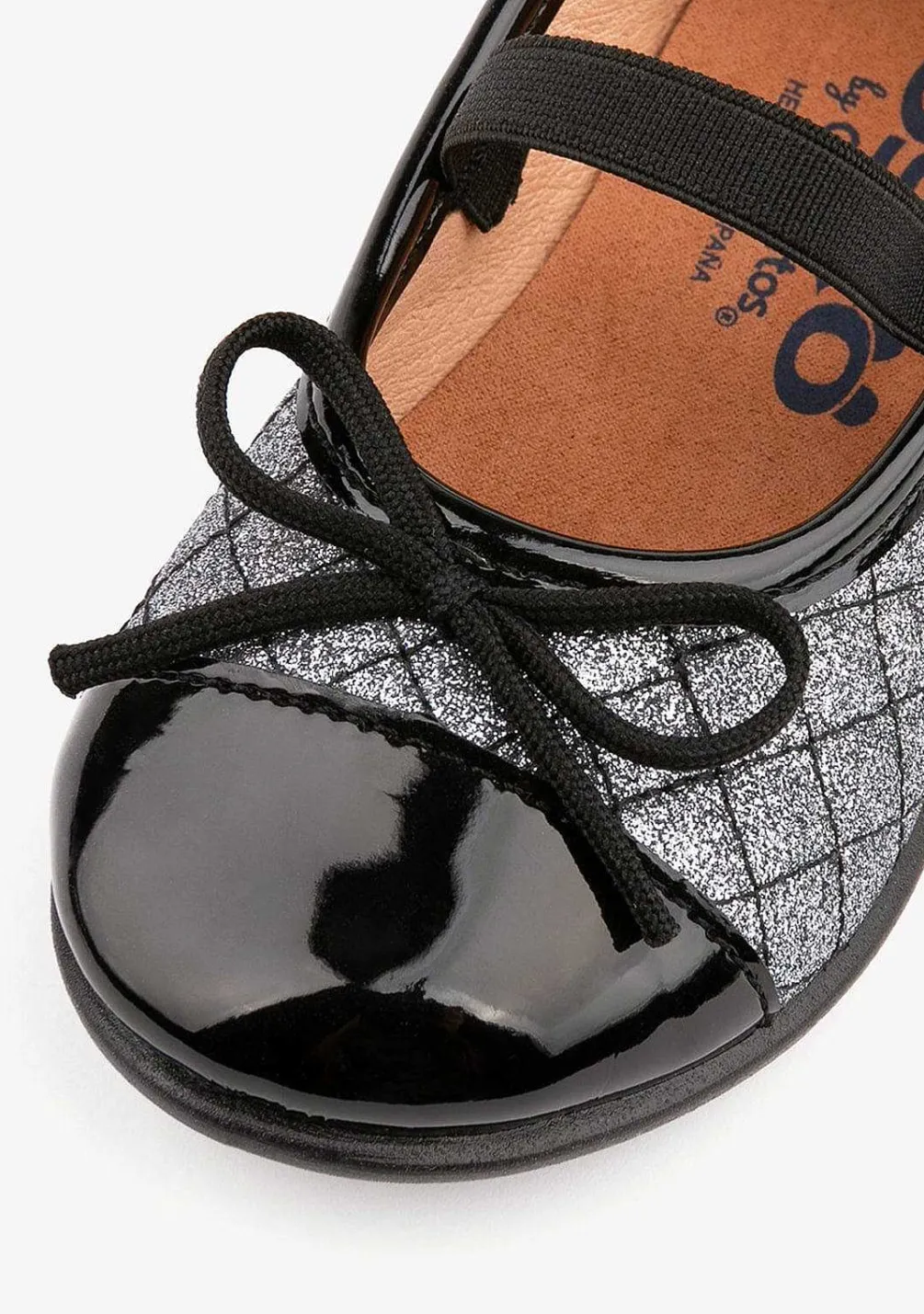 Sapatos Rasos-Conguitos Chumbo De Bebé Acolchoado Com Brilho De Bailarinas Em Laco
