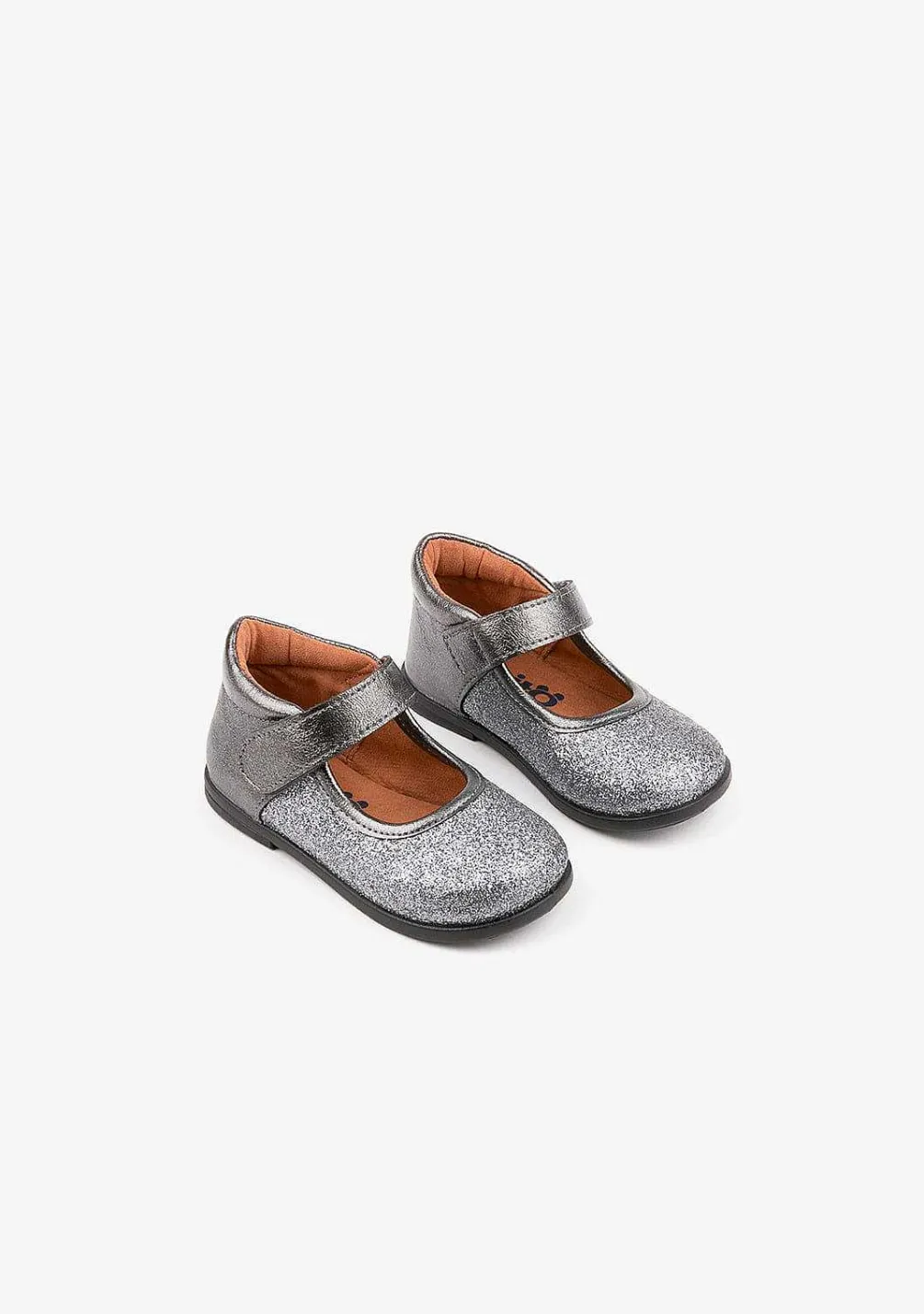 Sapatos Rasos-Conguitos Chumbo Para Bebé Mary Janes Glitter