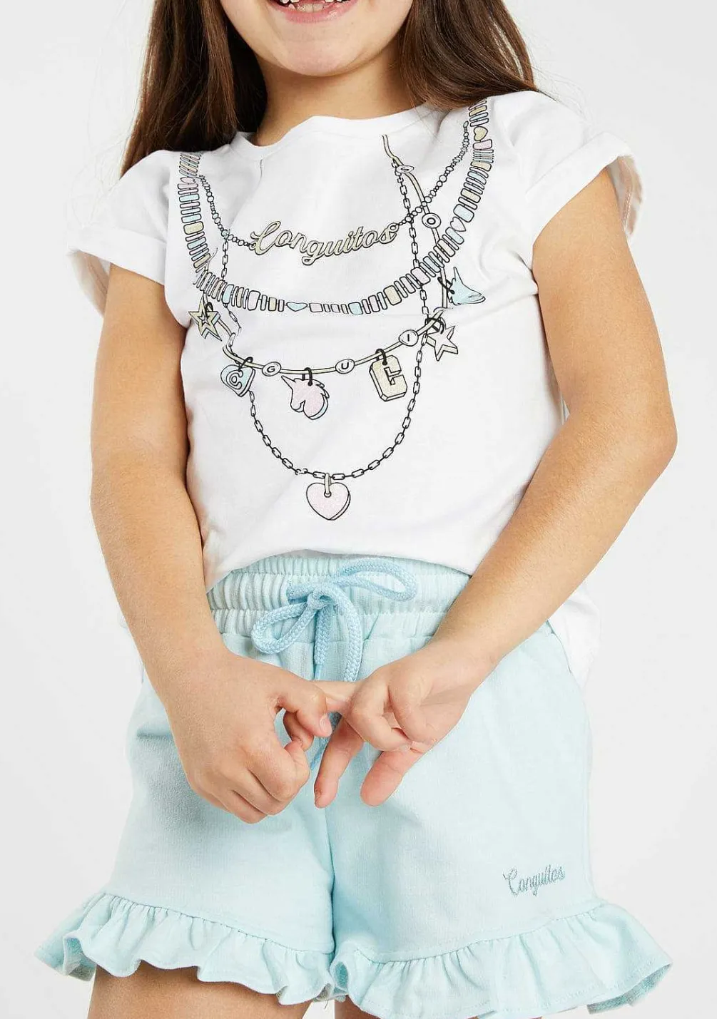 Roupas De Menina-Conguitos Colares Camiseta Branca
