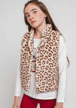 Roupas De Menina-Conguitos Colete De Pele De Leopardo Para Menina