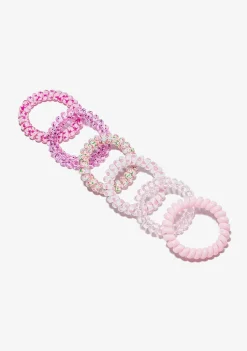Todos Os Acessórios-Conguitos Conjunto De Scrunchies Espirais Rosa