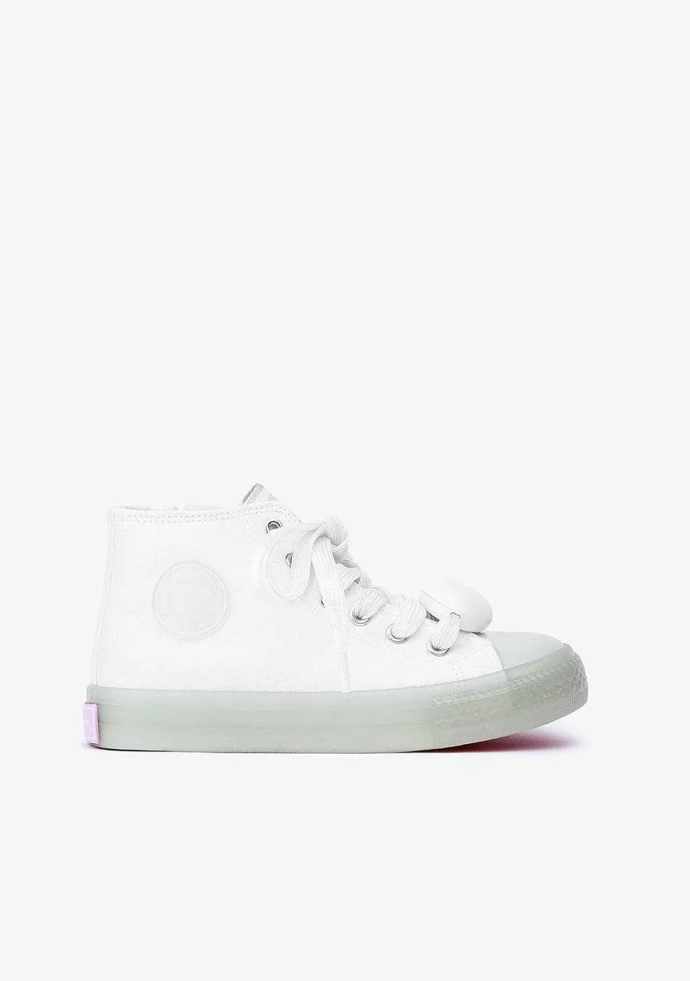 Tênis Com Luzes-Conguitos Cordao Branco Unissex Com Luzes Tênis Hi-Top Lona