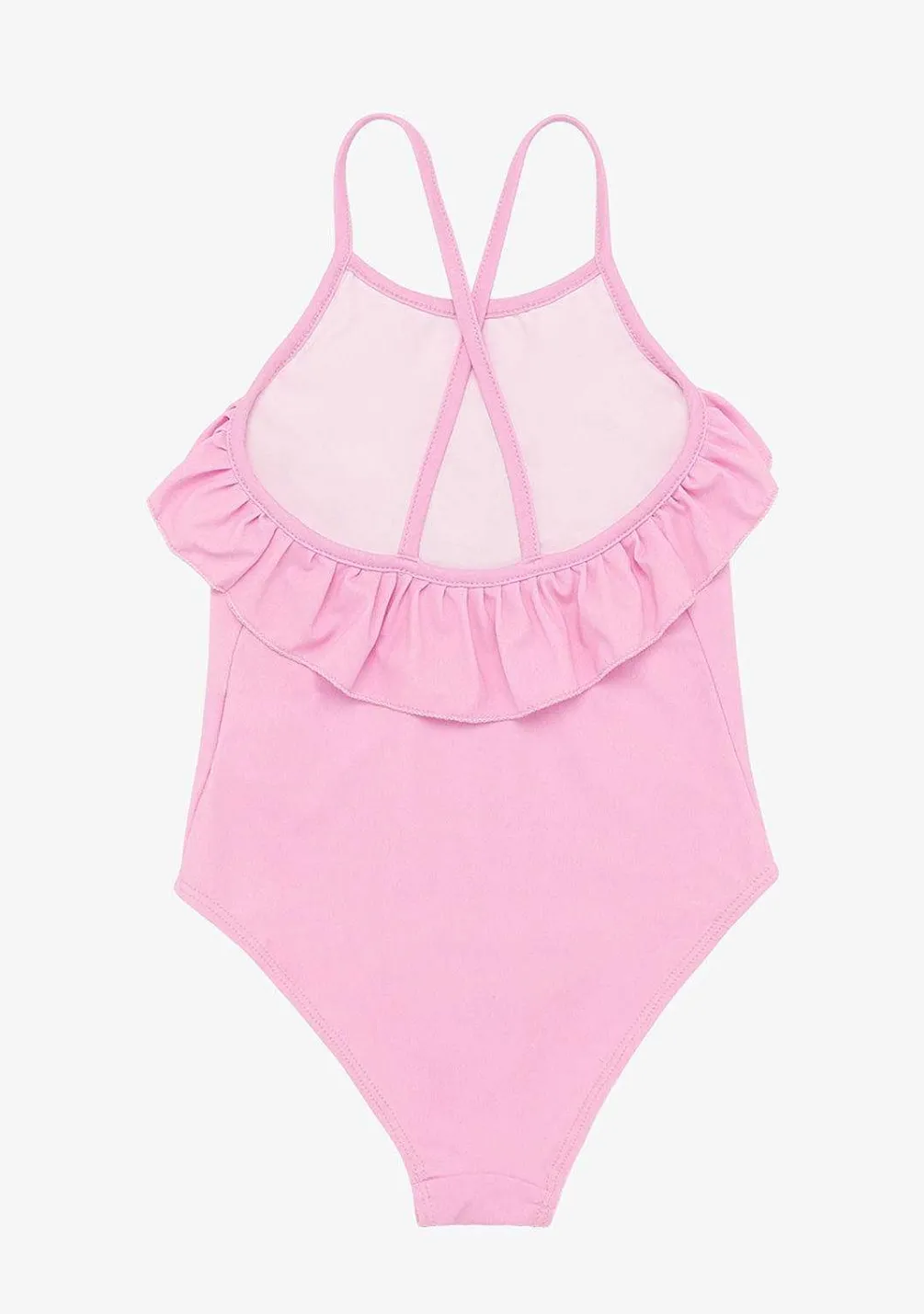 Roupas De Menina-Conguitos Fato De Banho Rosa De Menina Com Folhos