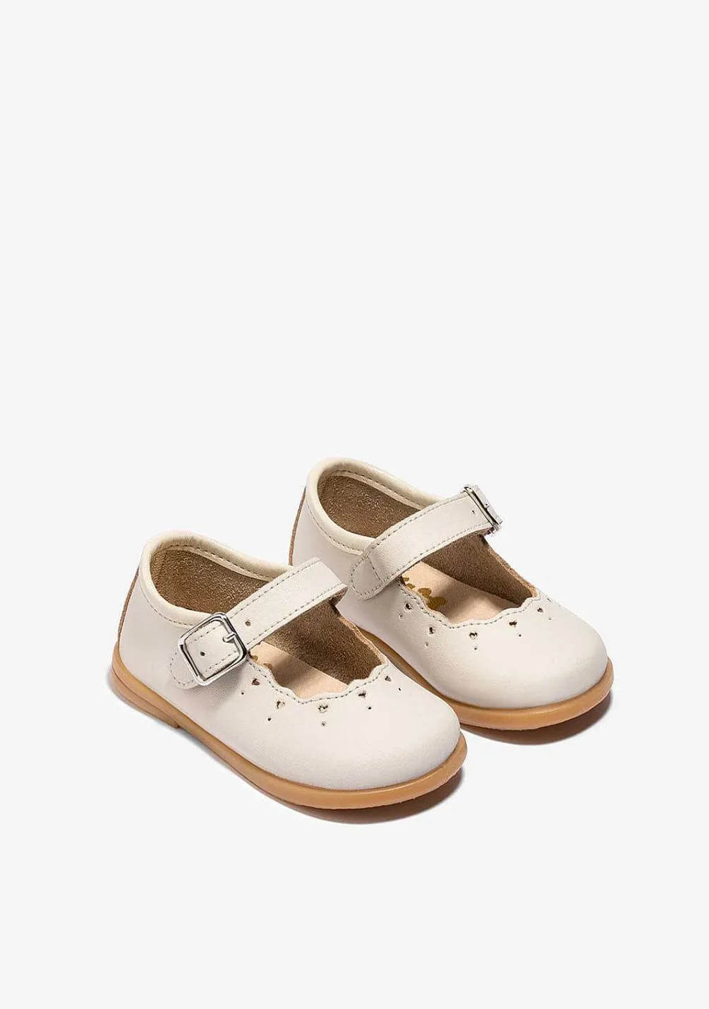 Sapatos De Cerimónia-Conguitos Fivela Bebé Bege Mary Janes