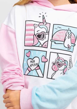 Roupas De Menina-Conguitos Hoddie De Lantejoulas De Unicornio Multicolor Feminino