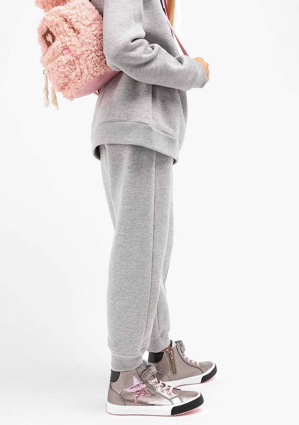 Roupas De Menina-Conguitos Joggers Basicos Cinzentos De Menina