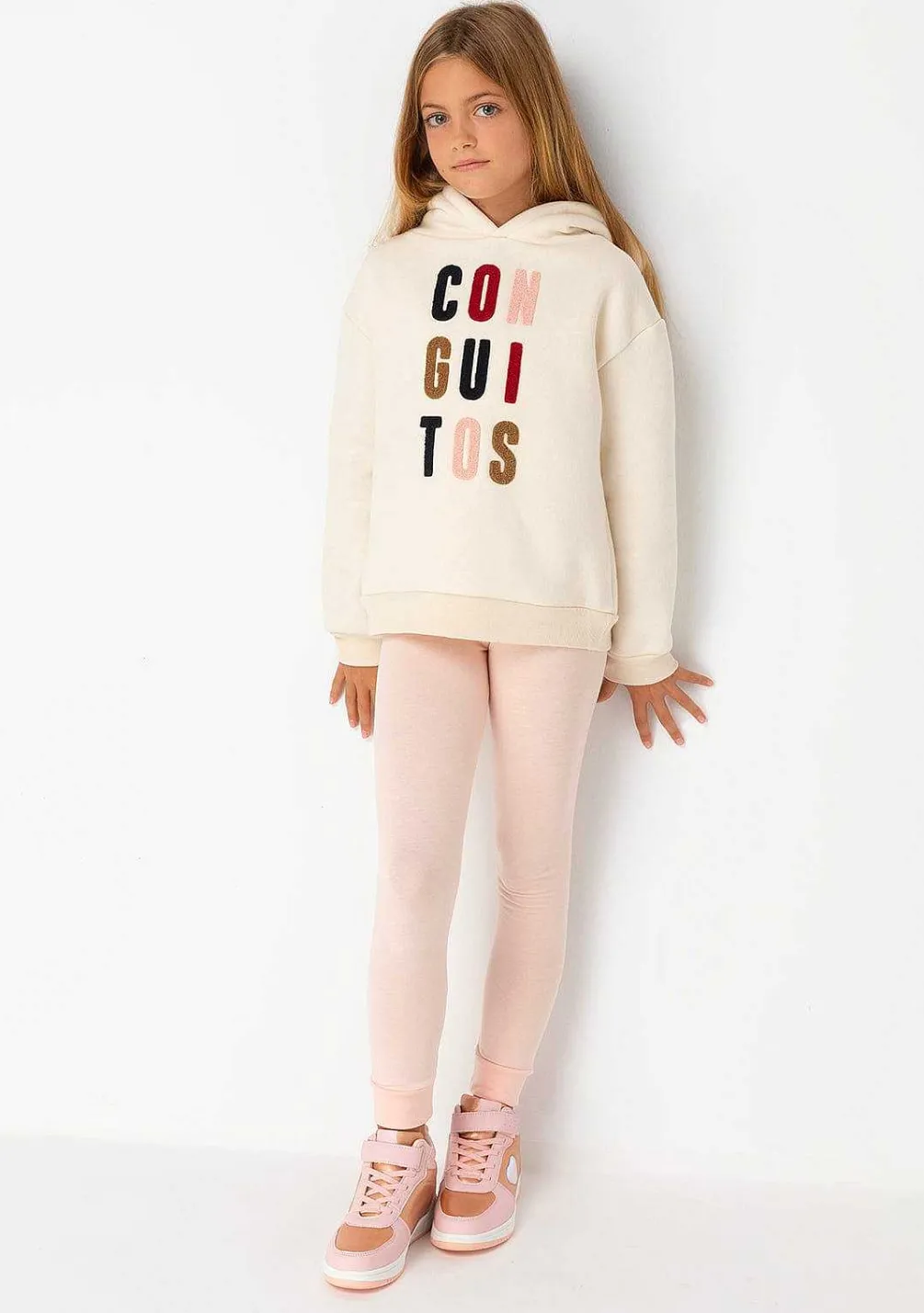Roupas De Menina-Conguitos Joggers De Jersei Cor-De-Rosa Para Menina
