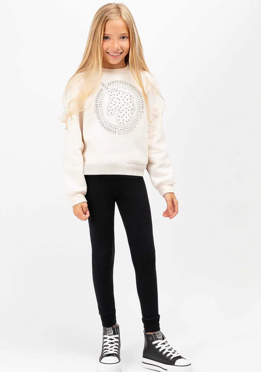 Roupas De Menina-Conguitos Joggers Em Jersey Preto Para Menina