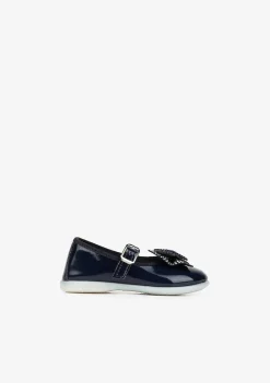 Sapatos Rasos-Conguitos Laco Strass Marinha Para Bebé Mary Janes