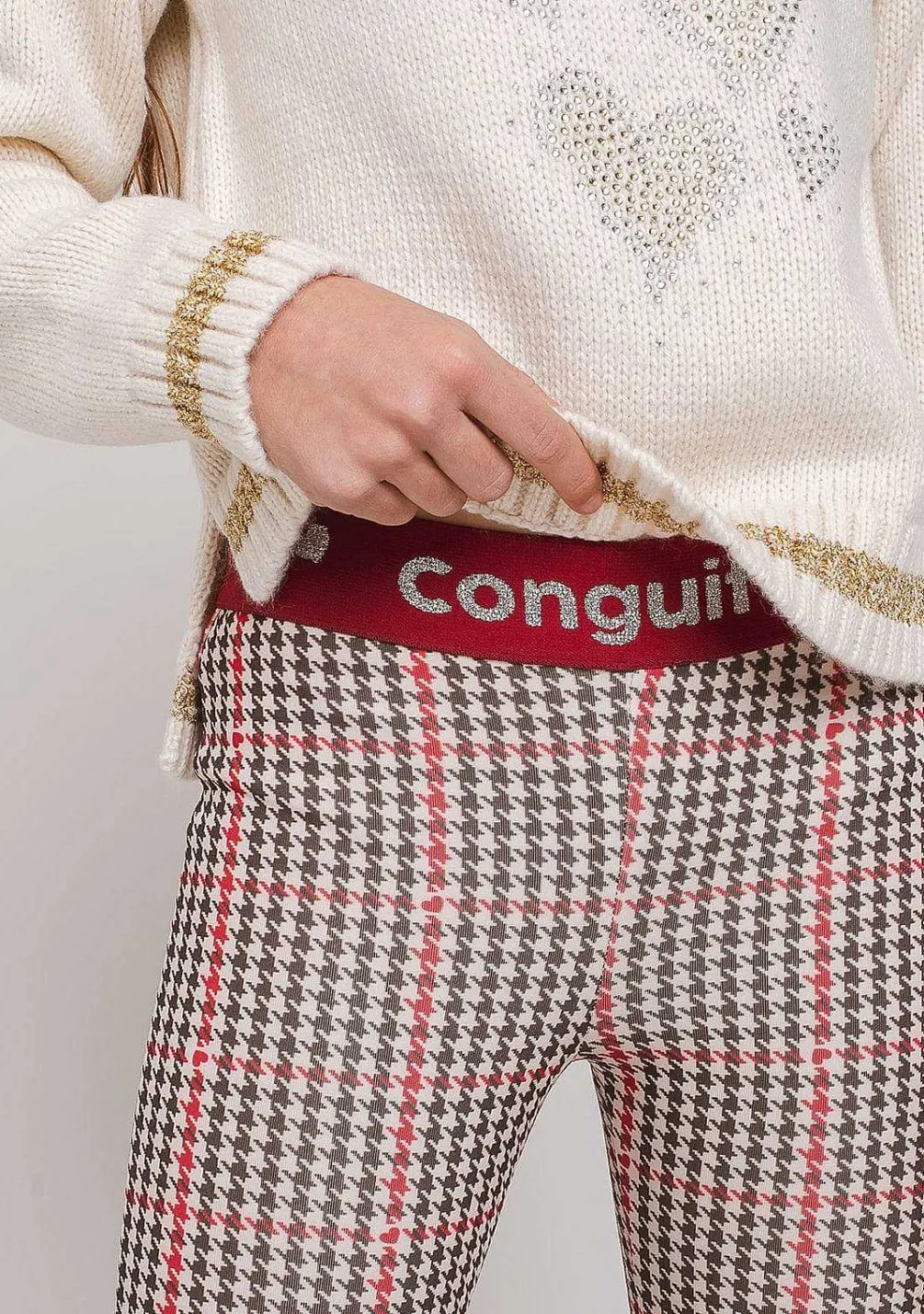 Calcas E Leggings-Conguitos Leggings De Neoprene Houndstooth Para Menina