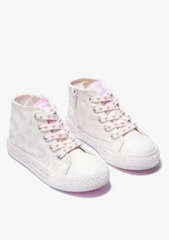 Tênis Casuais-Conguitos Lona De Tênis Branco Solar Feminino De Cano Alto