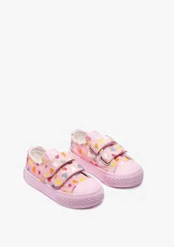 Tênis Casuais-Conguitos Lona De Tênis Com Coracao Rosa Para Bebé