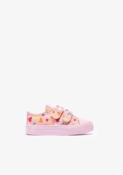 Tênis Casuais-Conguitos Lona De Tênis Com Coracao Rosa Para Bebé