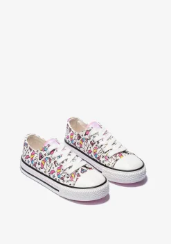 Tênis Casuais-Conguitos Lona De Tênis De Unicornio Branco Feminino