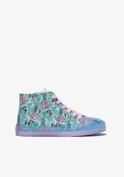 Tênis Casuais-Conguitos Lona De Tênis Feminino Azul Sereia De Cano Alto