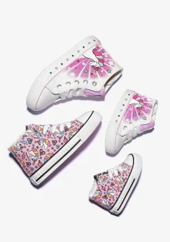 Tênis Casuais-Conguitos Lona De Tênis Feminino Branco Unicornio Solar Hi-Top