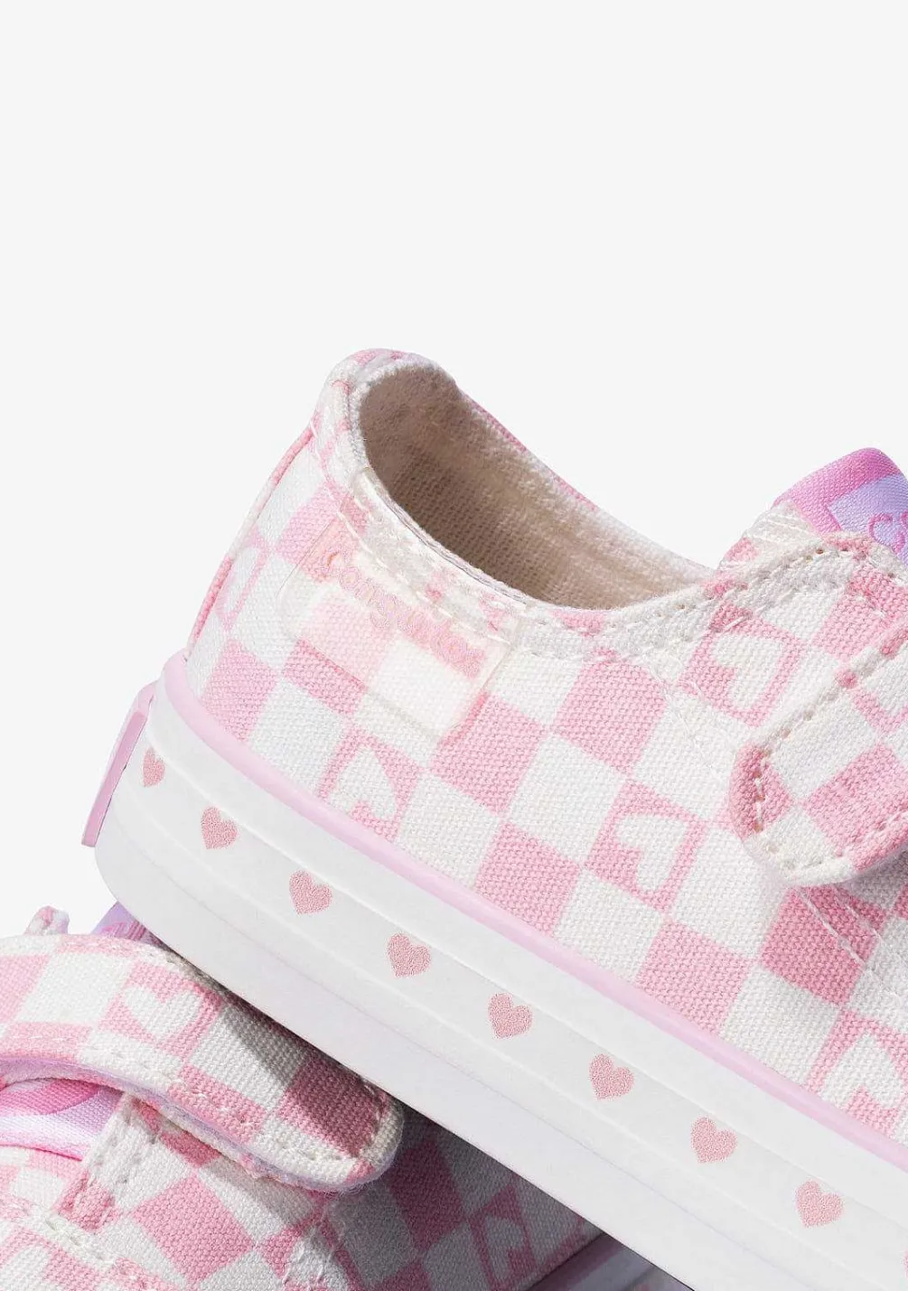 Tênis Casuais-Conguitos Lona De Tênis Feminino Com Quadrados Rosa