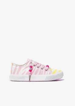 Tênis Casuais-Conguitos Lona De Tênis Feminino Zebra Rosa