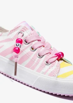 Tênis Casuais-Conguitos Lona De Tênis Feminino Zebra Rosa