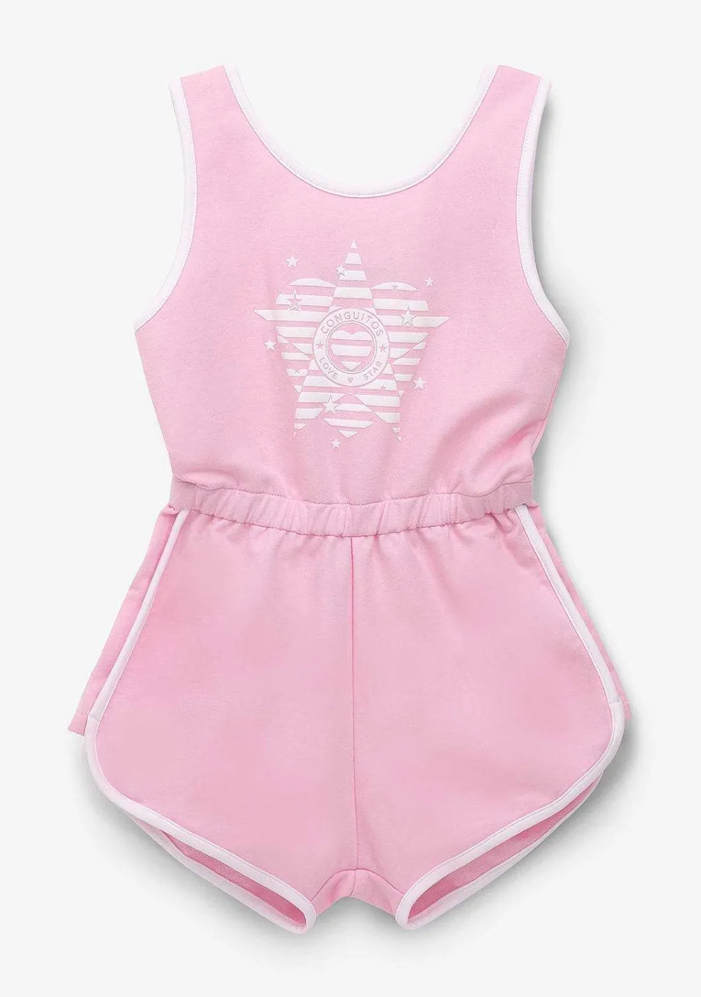 Roupas De Menina-Conguitos Macacao Feminino Liso De Pelucia Com Nervuras Rosa