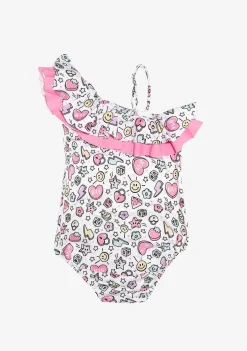 Roupas De Menina-Conguitos Menina Com Estampa De Micangas Brancas E Maio Scrunchie
