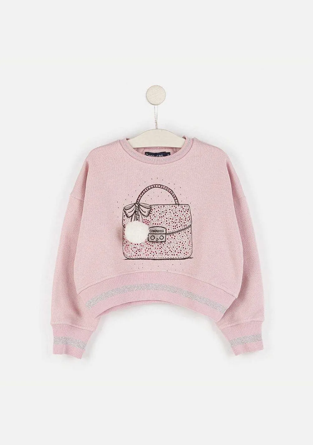 Moletons-Conguitos Moletom Cropped Feminino Rosa Com Luzes