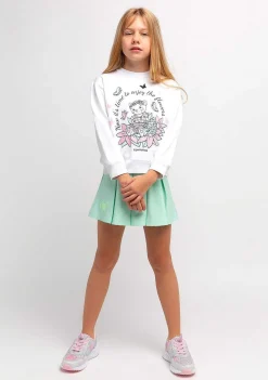 Roupas De Menina-Conguitos Moletom Menina Urso Branco Glitter Flores