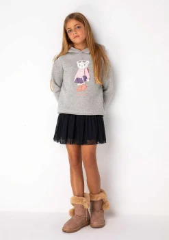 Moletons-Conguitos Moletom Teddy Cinza Menina