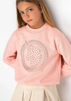 Moletons-Conguitos Moletom Unicornio Rosa Menina Strass