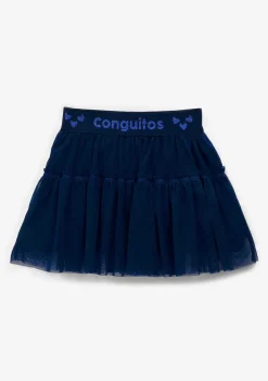 Roupas De Menina-Conguitos Saia De Tule Azul Marinho Menina