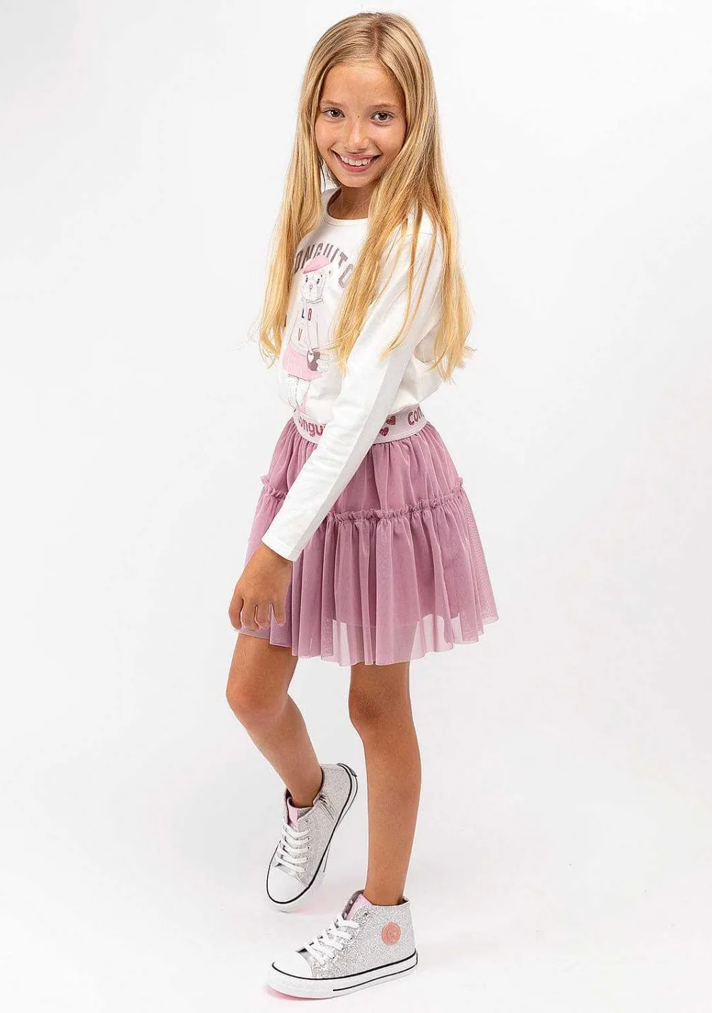 Roupas De Menina-Conguitos Saia De Tule Rosa Menina