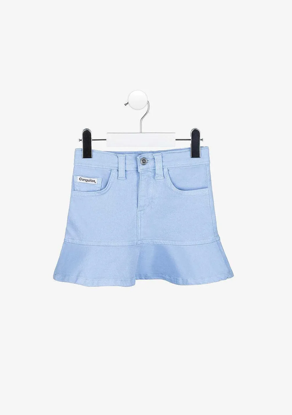 Saias-Conguitos Saia De Menina Azul Claro Com Babados