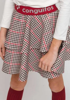 Saias-Conguitos Saia De Neoprene Houndstooth Para Menina