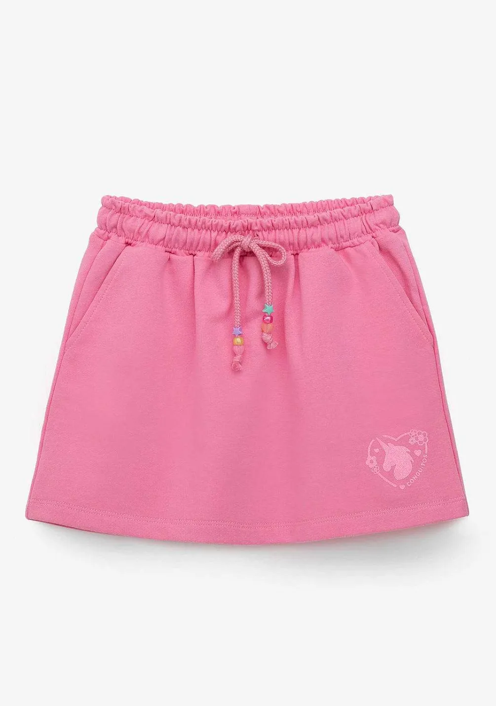Roupas De Menina-Conguitos Saia Esportiva Lisa De Pelucia Rosa Para Menina