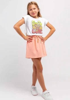 Roupas De Menina-Conguitos Saia Esportiva Lisa De Pelucia Laranja Para Menina