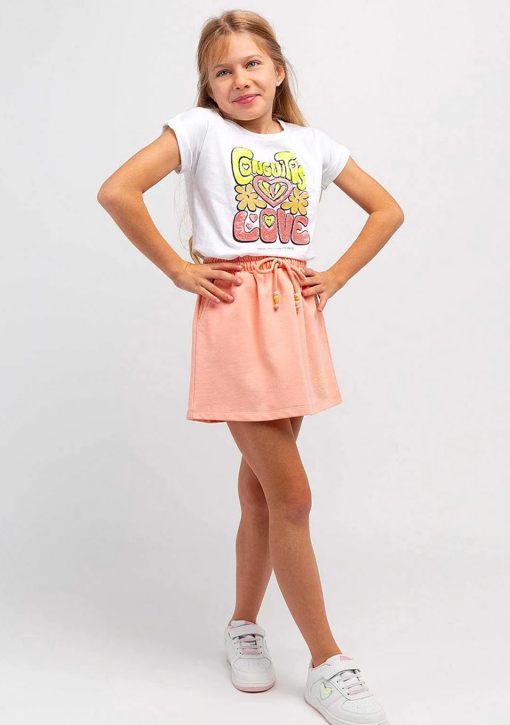 Roupas De Menina-Conguitos Saia Esportiva Lisa De Pelucia Laranja Para Menina