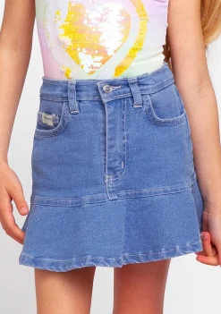 Saias-Conguitos Saia Jeans Feminina Com Babados