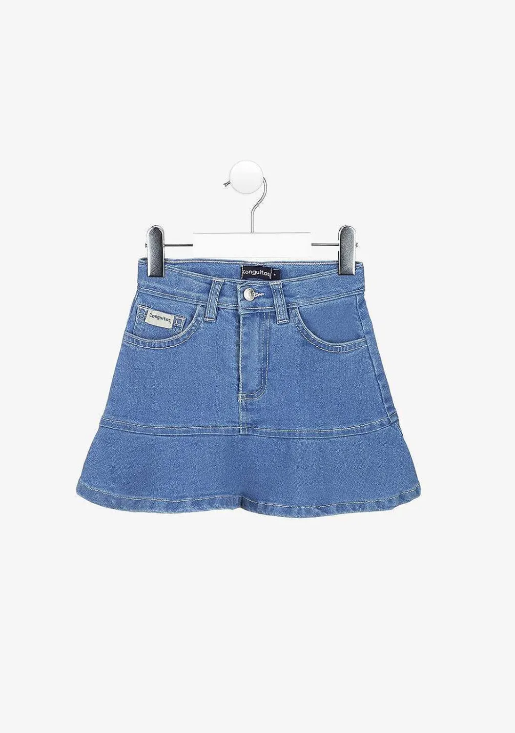 Saias-Conguitos Saia Jeans Feminina Com Babados