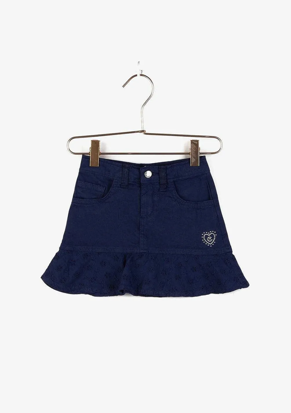 Saias-Conguitos Saia Larga Com Babados Azul Marinho Para Menina