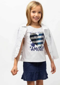 Saias-Conguitos Saia Larga Com Babados Azul Marinho Para Menina