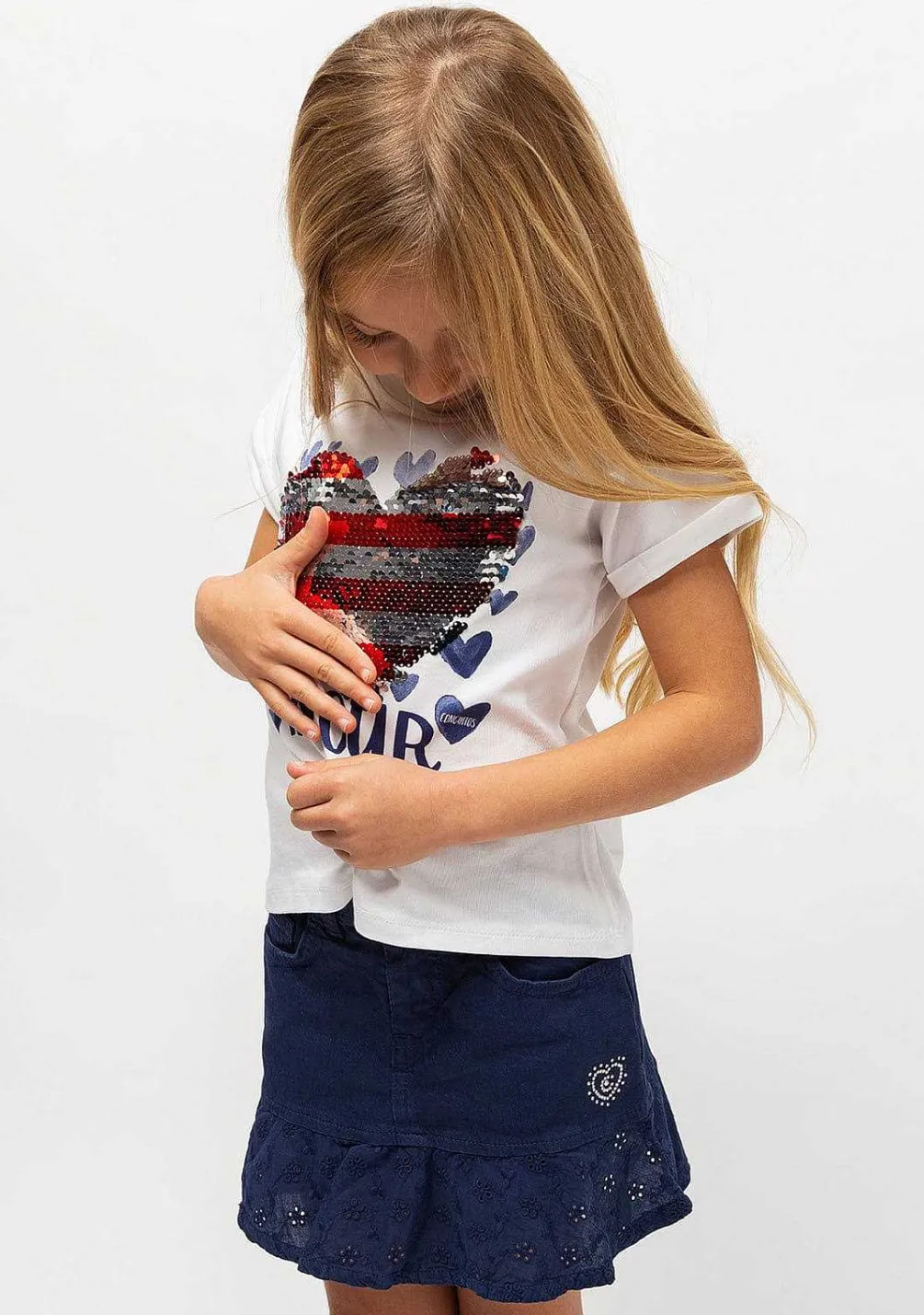 Saias-Conguitos Saia Larga Com Babados Azul Marinho Para Menina