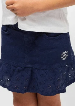 Saias-Conguitos Saia Larga Com Babados Azul Marinho Para Menina