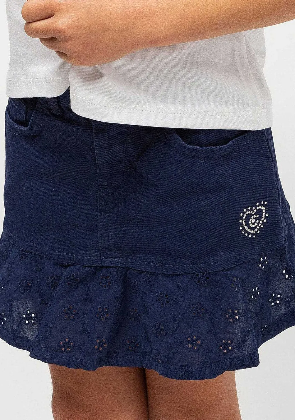 Saias-Conguitos Saia Larga Com Babados Azul Marinho Para Menina