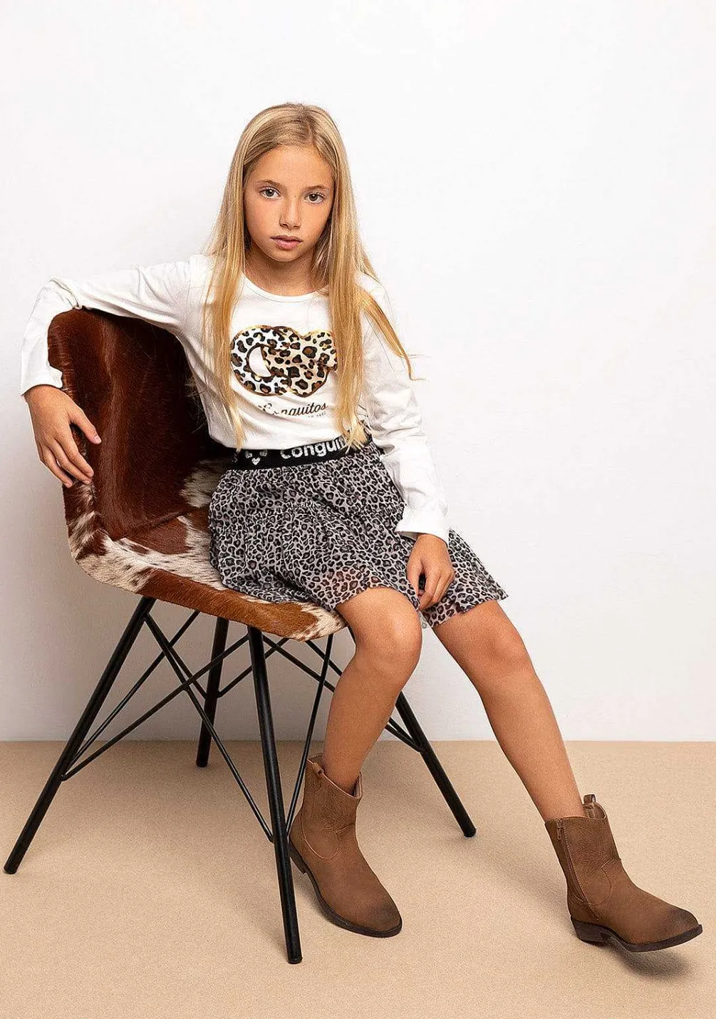 Roupas De Menina-Conguitos Saia Menina Tule Leopardo