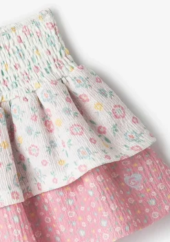 Roupas De Menina-Conguitos Saia Patchwork Flores Babados