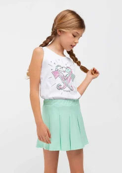 Roupas De Menina-Conguitos Saia Plissada Caixa Menta Para Menina